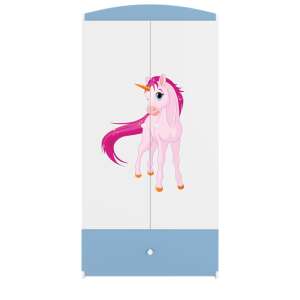 Babydreams Unicorn Wardrobe in Blue and White with Pink Unicorn Design - Kids' Wardrobe