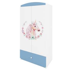 Babydreams Unicorn Wardrobe in Blue and White with a Unicorn Design - Kids' Wardrobe