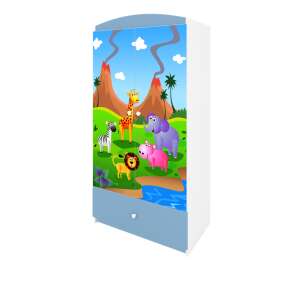 Babydreams kék szafari gardrób állatmintával, gyerek gardrób, gyerekszoba szekrény - Gyerek szekrény