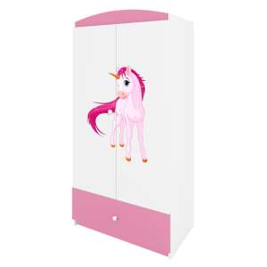 Babydreams pink unicorn wardrobe with a unicorn sticker, 3/4 view - Kids' Wardrobe