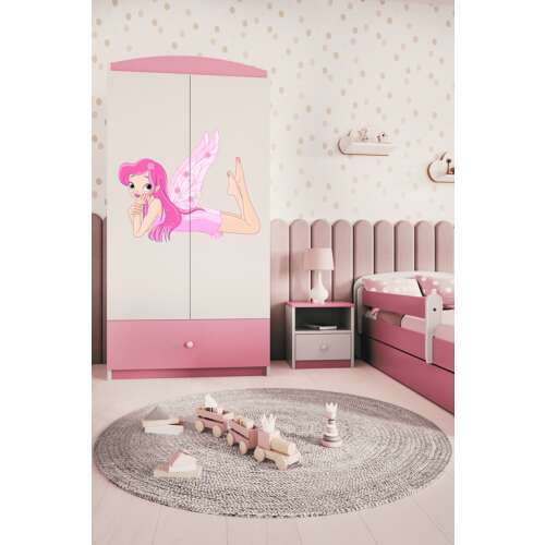 Babydreams pink fairy wardrobe with two doors, a drawer, and a fairy sticker on the front