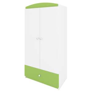 Babydreams zöld gardrób fehér ajtókkal és fiókkal, gyerekszoba szekrény - Gyerek szekrény