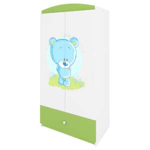 Babydreams zöld és fehér szekrény kék mackós mintával, gyerek szekrény, gyerekszoba szekrény - Gyerek szekrény