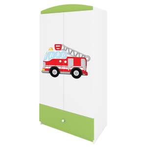 Babydreams zöld tűzoltóautós gardrób, gyerekgardrób tűzoltóautós mintával, gyerekszoba gardrób tűzoltóautós motívummal - Gyerek szekrény