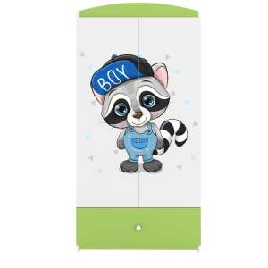 Babydreams zöld mosómedve szekrény gyerekeknek, vicces rajzolt mosómedve mintával - Gyerek szekrény