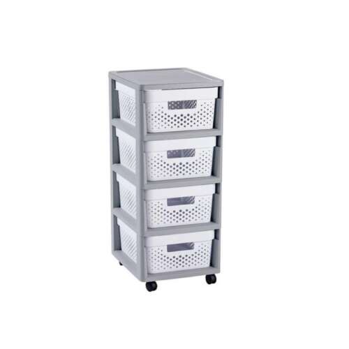 BIBLIOTECĂ CURVER INFINITY KD 4X10L AJURATĂ /GRI/ALB