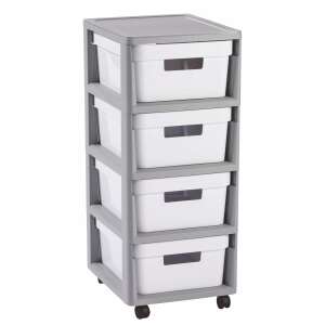 CURVER INFINITY BÜCHERREGAL MIT RÄDERN, 4 X 11 L, GRAU/WEISS 103506498 - Aufbewahrungsboxen und -körbe