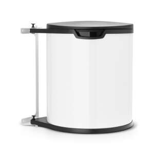 Brabantia Built-In 15 literes beépíthető fém szemetes - Fehér, weißer Metalleimer mit schwarzem Deckel, Einbau, 15 Liter - Mülleimer