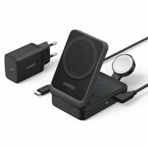 Anker MagGo 3-in-1 Kabelloses Ladegerät für Apple Geräte mit Adapter - Kabellose Ladegeräte