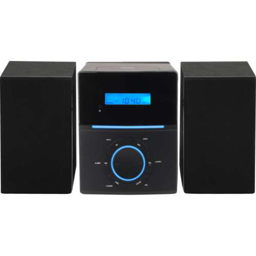 Denver MCA-240 Mikro HiFi rendszer, fekete, CD lejátszóval, FM rádióval és két hangszóróval