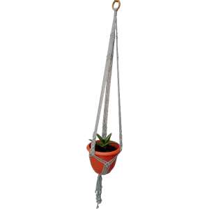 Agățătoare din macrame gri pentru ghiveci de flori, diametru 18-20 cm - Ghiveci
