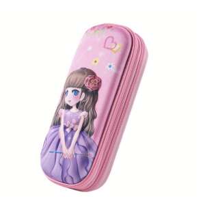 3D Lányos Tolltartó - Dupla Cipzár - 23x10,5x5cm