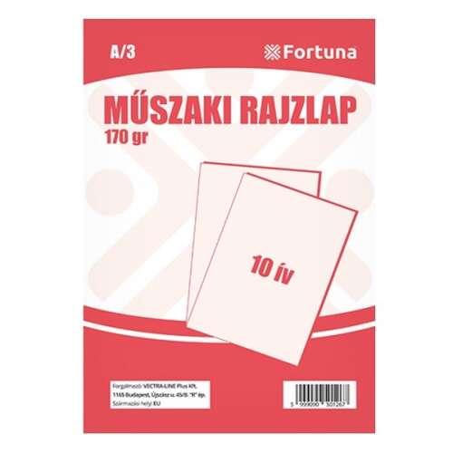 Fortuna A3 Műszaki Rajzlap, 170g, 10 Lap