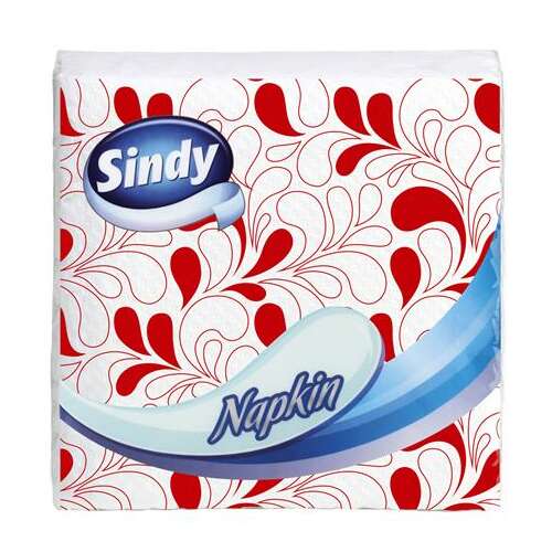 Sindy Napkin 30x30 cm piros-fehér mintás (45 lap) hajtogatott szalvéta 58591912 - Sindy