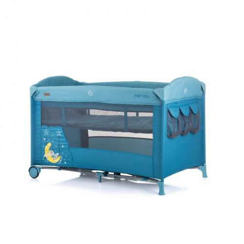Chipolino Merida multifunkciós utazóágy - Atlantic, kék utazóágy kerekekkel, csecsemőknek és kisgyermekeknek
