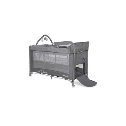 Lorelli Noemi 2 Plus multifunkciós utazóágy, Cool Grey Star színben, pelenkázóval és játékállvánnyal