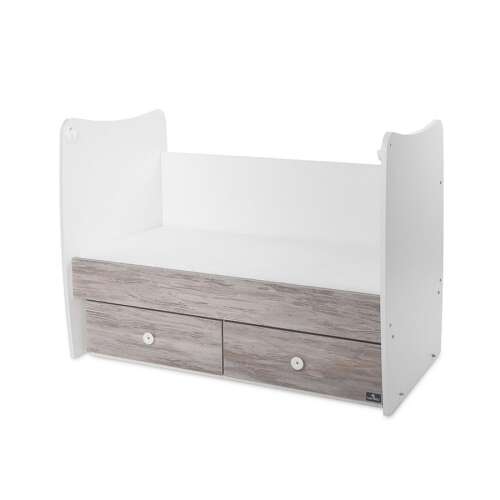 Lorelli Matrix átalakítható kiságy fiókokkal, fehér és fa színben