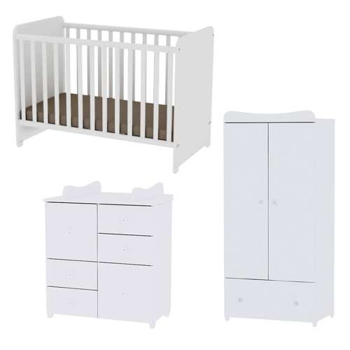 Lorelli Sweet Dream kiságy 60x120 + Cupboard pelenkázó komód + Exclusive szekrény - White 103571378