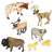 7 piece plastic farm animal figures playset, includes cow, deer, sheep, and bison