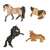 4 piece plastic horse figures playset, includes brown, black, and white horses