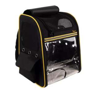 Fekete hátizsák háziállatok szállítására, sárga szegéllyel, macskák és kutyák számára, 35 x 62 x 41.5 cm - Hordozó, autós box kisállatoknak