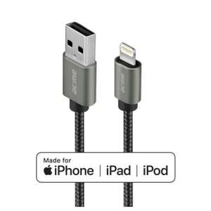Acme CB2021G prémium MFI Lighting 1m fonott töltőkábel, szürke, iPhone, iPad, iPod készülékekhez - Adatkábel