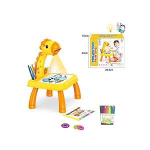 Masă de desen cu proiecție în formă de girafă pentru copii, cu lumină, picioare detașabile, markere și caiet de desen, 3 diapozitive - Mese de desen