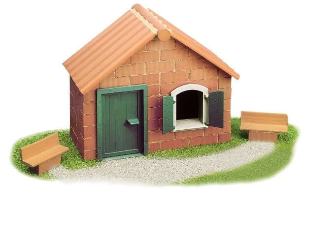 Teifoc TEI 51: Summer House Starter Set - building toy with real bricks and mortar, 110 pieces