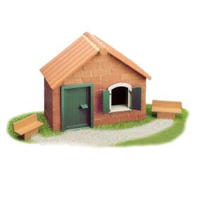 Teifoc building set, small house with benches, brick construction toy - Creative Toy
