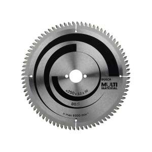 Discă de ferăstrău circular Bosch Multi Material, diametru 250 mm, 80 dinți, pentru tăierea diferitelor materiale - Bosch Accesorii fierăstrău circular manual