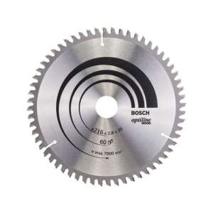 Discă de ferăstrău circular Bosch Optiline Wood, 216 x 30 x 2,8 mm, 60 dinți, pentru tăierea lemnului - Bosch Accesorii fierăstrău circular manual