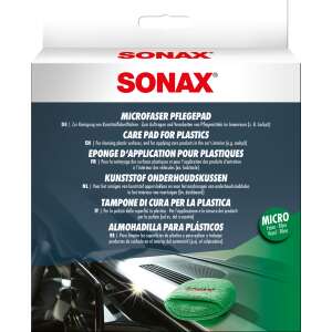 Sonax Microfaser Pflegepad Care Pad for Plastics packaging, green microfiber pad for cleaning car interior plastics, Sonax brand - Sonax