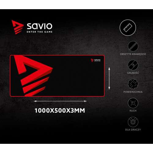 Savio Turbo Dynamic XXL 1000x500 Fekete-vörös egérpad