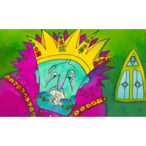 Ilustrație din diafilmul 'Regele tremurând' de Móra Ferenc, arătându-l pe regele tremurând - Filme diapozitive