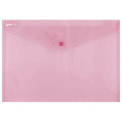 DONAU A4 pink plastic document envelope with press stud closure