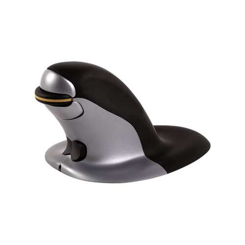 Fellowes Penguin vezeték nélküli függőleges egér, ergonomikus kialakítás, fekete és ezüst - Fellowes