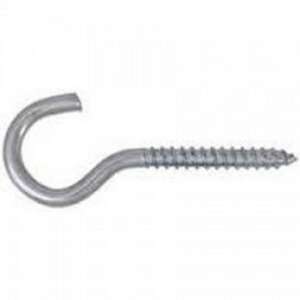 Csavarozható horog, 6x90mm, fém, ezüst - Kampó