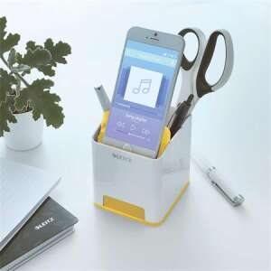 Leitz Wow double-sided yellow desk organizer with phone holder - Office accessory