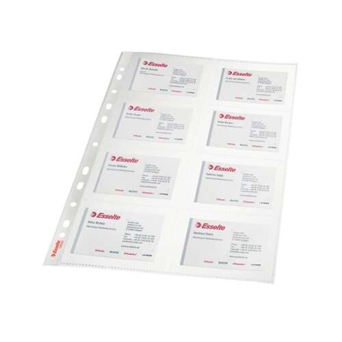 Esselte A4 105 micron 16-pocket clear business card holder