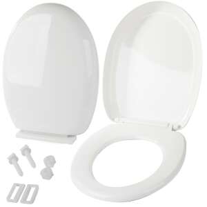 Universeller Soft-Close-Toilettensitz, weiß, oval, mit Befestigungsmaterial - WC-Sitze