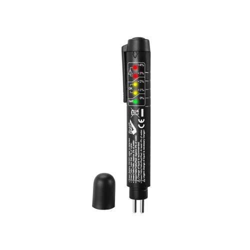 Brake fluid tester, DOT 3/4/5, LED indicator, black, 15x2 cm