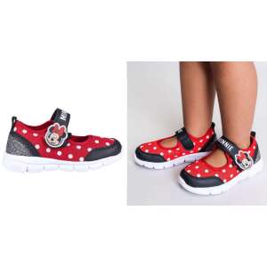 Czerwone baleriny Minnie Mouse w białe kropki i błyszczące akcenty dla dziewczynek - Baba & Tipegő