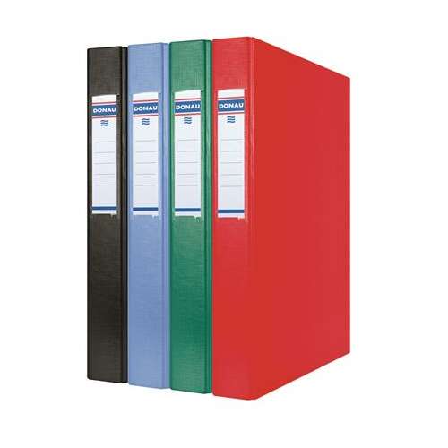 Donau A4 Ringbuch, 40mm, schwarz, 2 Ringe, PP/Karton-Deckel, 4 Farben