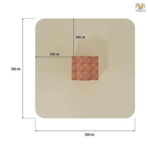 Fungoo MyPlace fa játszóház, felülnézet, 120cm x 120cm platform, 120 x 120 x H160cm méretek