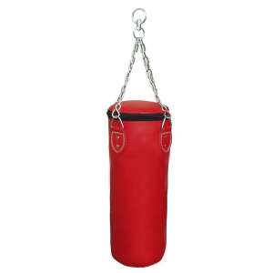 Red 90cm boxing bag with chain, made of PU leather - Punching Bag and Boxing Glove