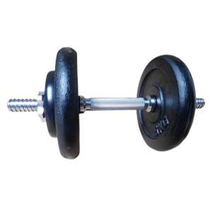 Jednoručná činka 15 kg, čierne liatinové kotúče, chrómovaný tyč, priemer 30 mm - Posilňovanie