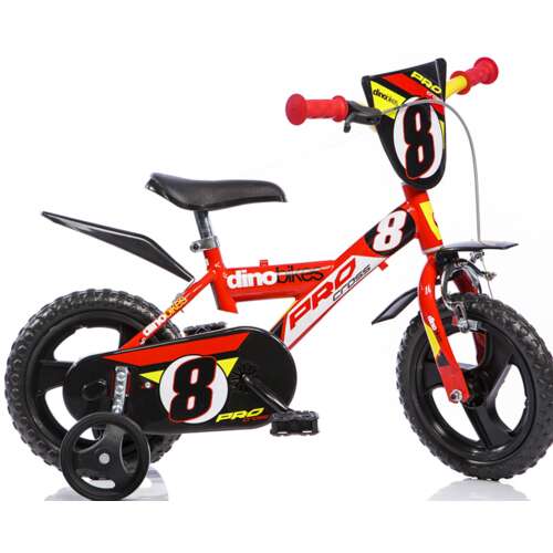 Dino Bikes Pro Cross 12 colos piros gyermek kerékpár járókerekekkel