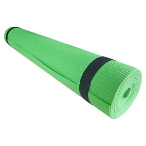 Green yoga mat with black strap, rolled up, 173 x 61 x 0.4 cm - Yoga Mat & Exercise Mat
