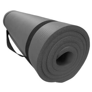 Black NBR yoga mat with carrying strap, 183x60x1.2 cm - Yoga Mat & Exercise Mat