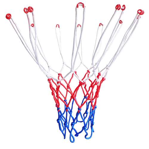 Kosárlabda háló, fehér, kék, piros, 5 mm, 55 cm hosszú